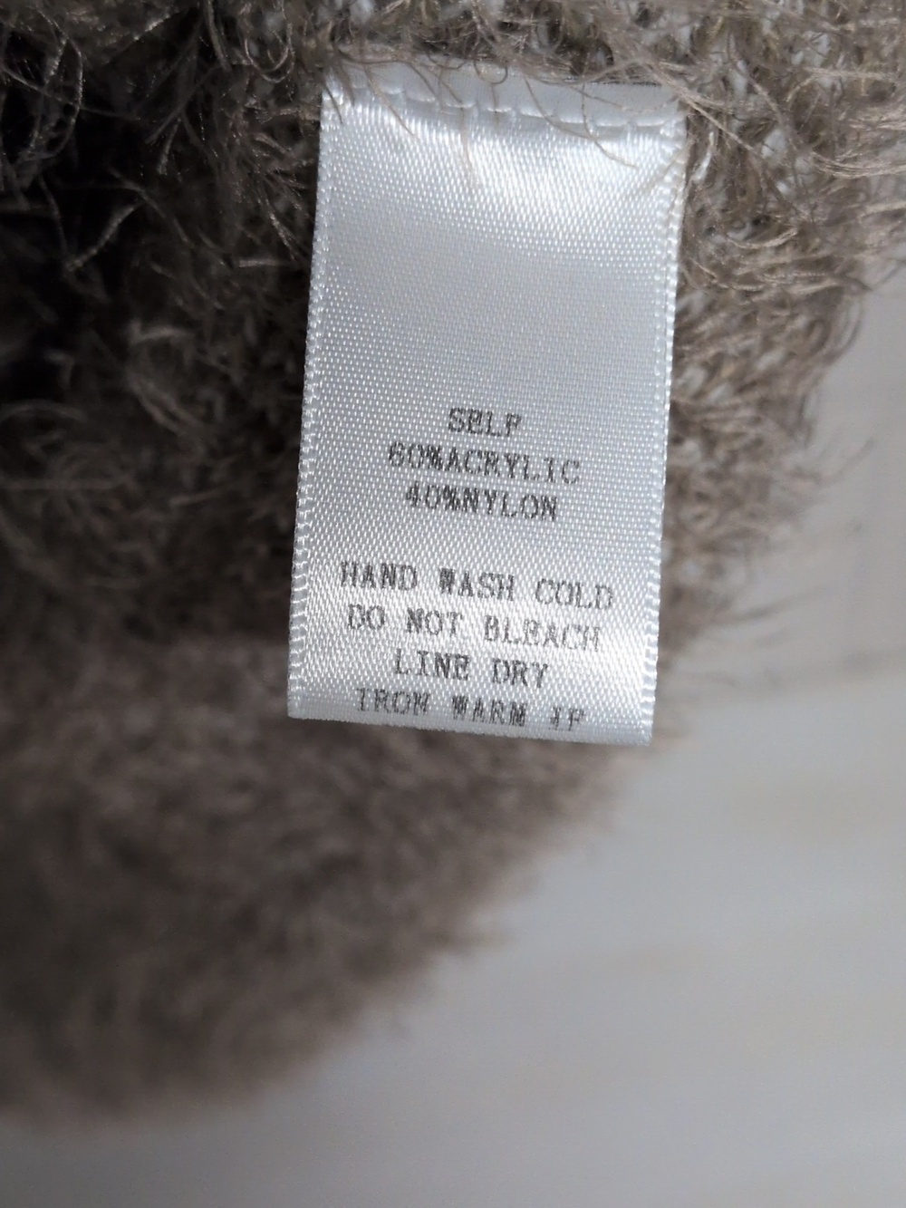 Newbury Kustom Taupe Fuzzy Eyelash Longline Collared Cardigan Sweater Size S/M - Picture 8 of 8